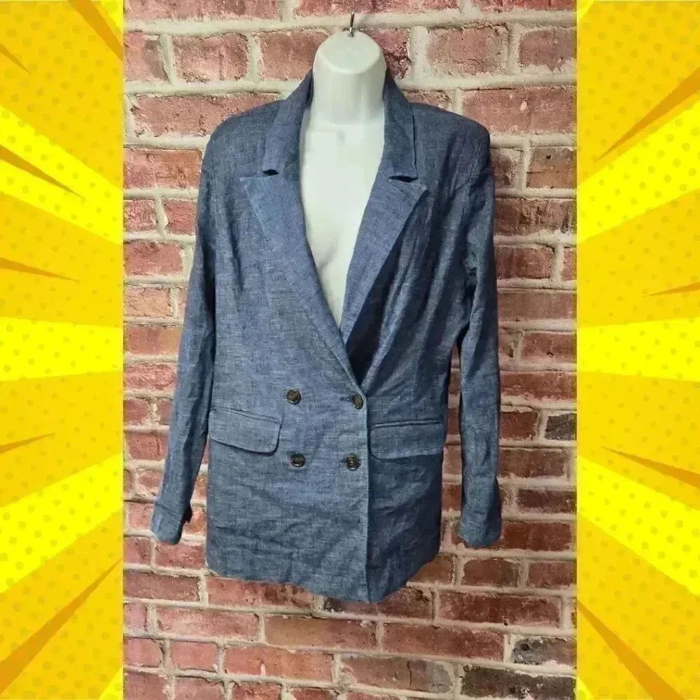 Women's EVEREVE‎ Double Breasted Alexa Hemp Blazer Jacket Medium